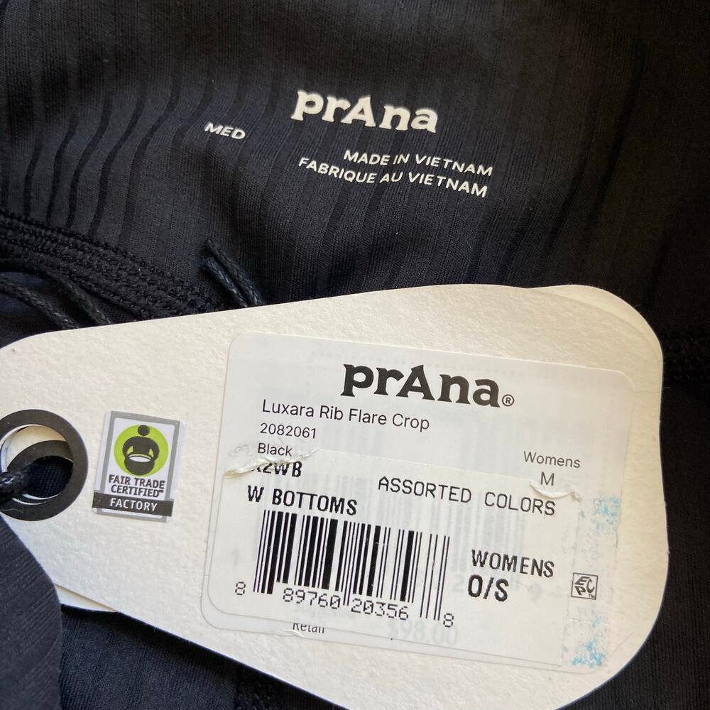Prana Luxara Rib Flare Crop Legging Women's M Black High Rise Ribbed Texture - Picture 7 of 13
